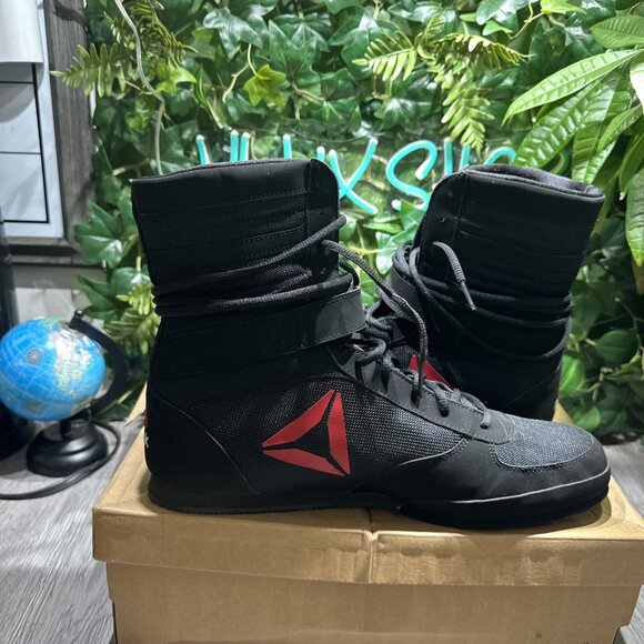 New Reebok Boxing Boot Men Sz  13 Black Red Mayweather Strap MMA Training RARE main image 8